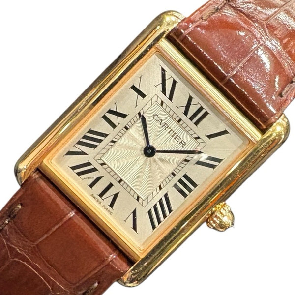 カルティエ Cartier タンク ルイ カルティエ LM WGTA0011 シルバー K18PG/革ベルト 手巻き メンズ 腕時計