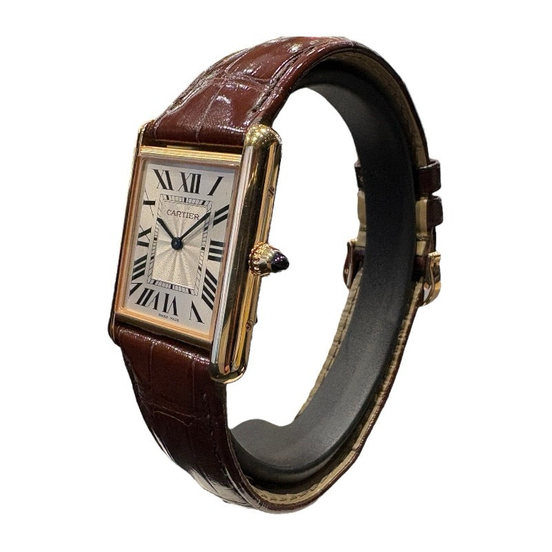 カルティエ Cartier タンク ルイ カルティエ LM WGTA0011 シルバー K18PG/革ベルト 手巻き メンズ 腕時計