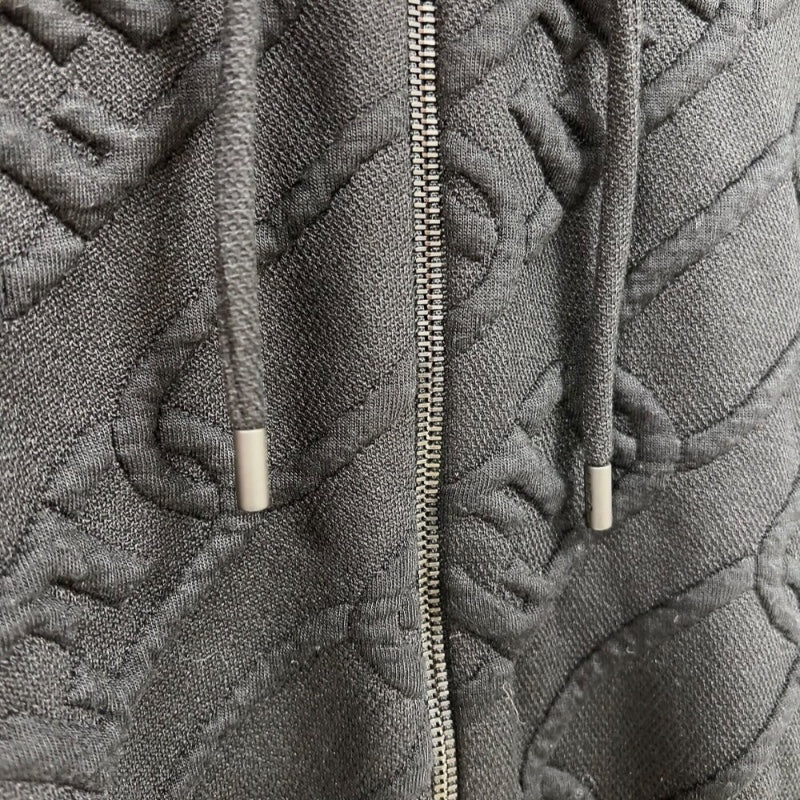 フェンディ FENDI 総柄ジップアップパーカー　2022年 FY0984 ブラック ナイロン メンズ パーカー