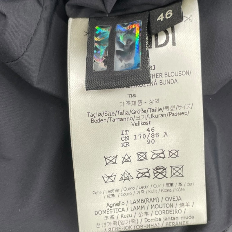 フェンディ FENDI シングルライダース ジャケット FPG346 ブラック レザー メンズ ライダースジャケット