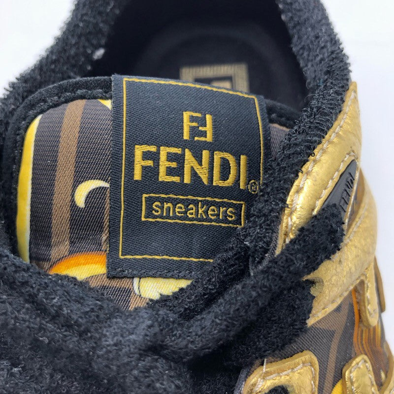 フェンディ FENDI ×FENDACE　ローカットスニーカー ７E1538 ブラック×ブラウン×ゴールド メンズ スニーカー