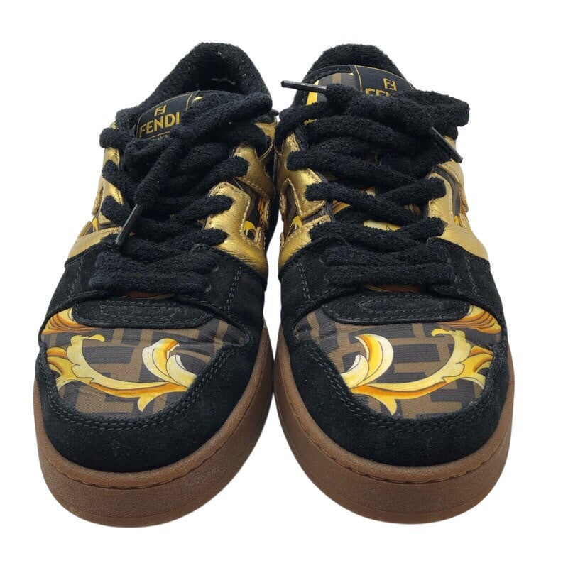 フェンディ FENDI ×FENDACE　ローカットスニーカー ７E1538 ブラック×ブラウン×ゴールド メンズ スニーカー