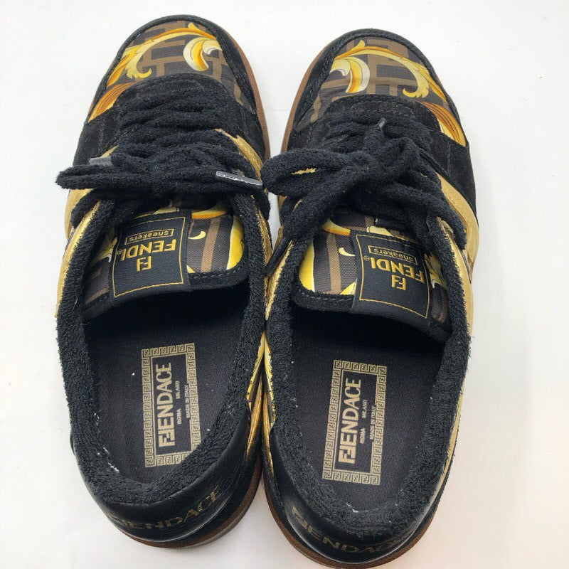 フェンディ FENDI ×FENDACE　ローカットスニーカー ７E1538 ブラック×ブラウン×ゴールド メンズ スニーカー