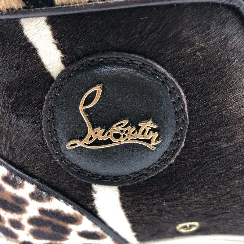 クリスチャン・ルブタン Christian louboutin ハラコ切り替えハイカットスニーカー ヒョウ柄 ハラコレザー レディース スニーカー