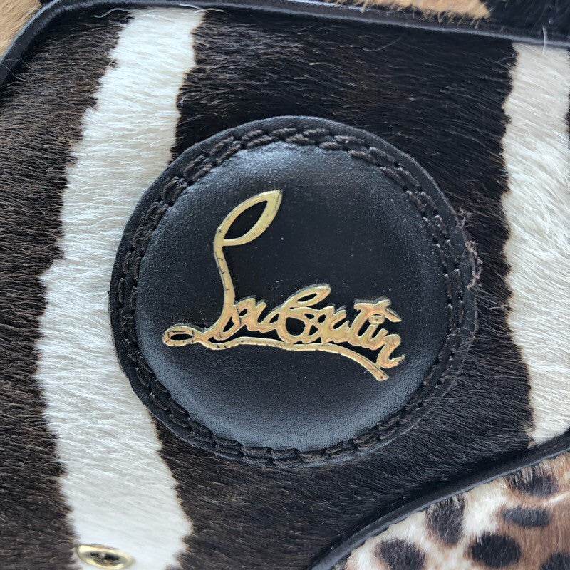 クリスチャン・ルブタン Christian louboutin ハラコ切り替えハイカットスニーカー ヒョウ柄 ハラコレザー レディース スニーカー
