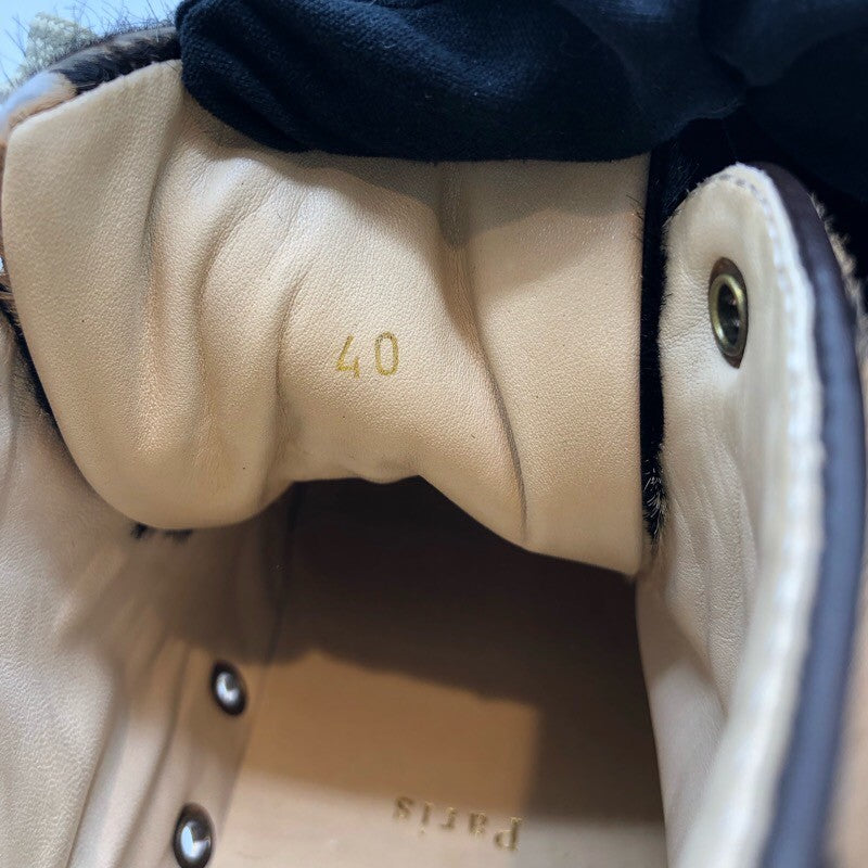 クリスチャン・ルブタン Christian louboutin ハラコ切り替えハイカットスニーカー ヒョウ柄 ハラコレザー レディース スニーカー
