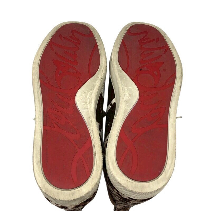 クリスチャン・ルブタン Christian louboutin ハラコ切り替えハイカットスニーカー ヒョウ柄 ハラコレザー レディース スニーカー