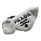 プラダ PRADA テリートライアングルロゴショルダー 1BH190 ホワイト コットン/レザー レディース ショルダーバッグ