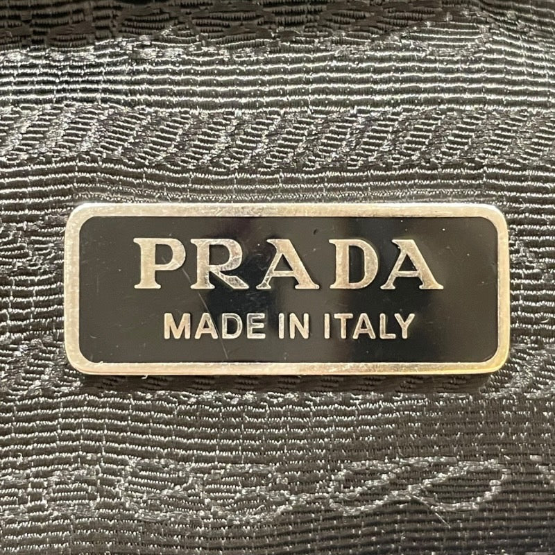 プラダ PRADA テリートライアングルロゴショルダー 1BH190 ホワイト コットン/レザー レディース ショルダーバッグ