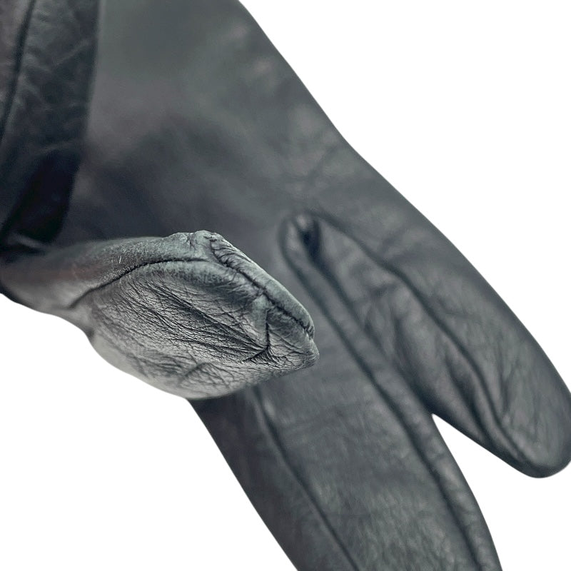 エルメス HERMES カデナチャームグローブ ブラック ラムスキン レディース 手袋