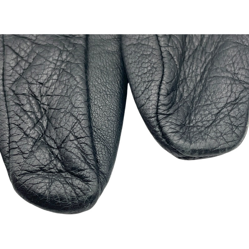 エルメス HERMES カデナチャームグローブ ブラック ラムスキン レディース 手袋