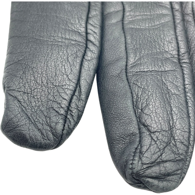 エルメス HERMES カデナチャームグローブ ブラック ラムスキン レディース 手袋