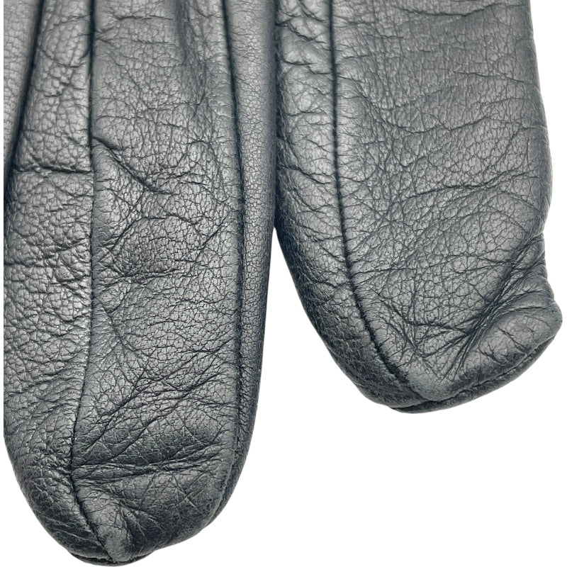 エルメス HERMES カデナチャームグローブ ブラック ラムスキン レディース 手袋