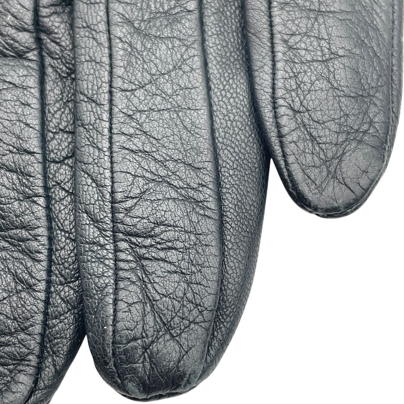 エルメス HERMES カデナチャームグローブ ブラック ラムスキン レディース 手袋