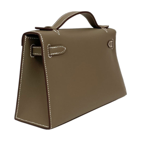 エルメス HERMES ポシェットケリー W刻 エトゥープ シルバー金具 スイフト レディース ハンドバッグ