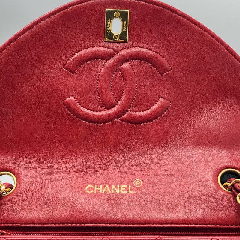 シャネル CHANEL ミニマトラッセ レッド×GD金具 ラム レディース ショルダーバッグ