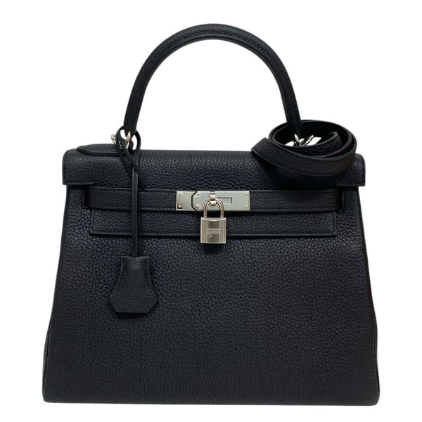 エルメス HERMES ケリー28 内縫い B刻 ブラック シルバー金具 トゴ レディース ハンドバッグ