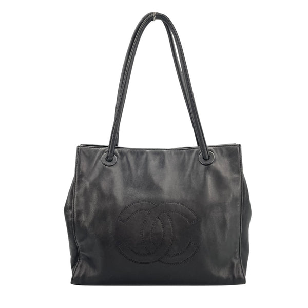 シャネル CHANEL ココマーク レザートートバッグ 5番台 ブラック ラムスキン レディース トートバッグ