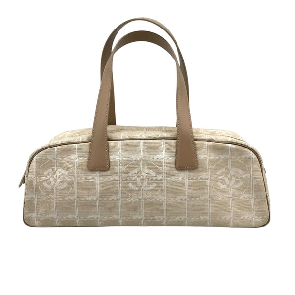 シャネル CHANEL ニュートラベルライン ボストンバッグ A15828 10番台 ベージュ ナイロンジャガード レディース ハンドバッグ