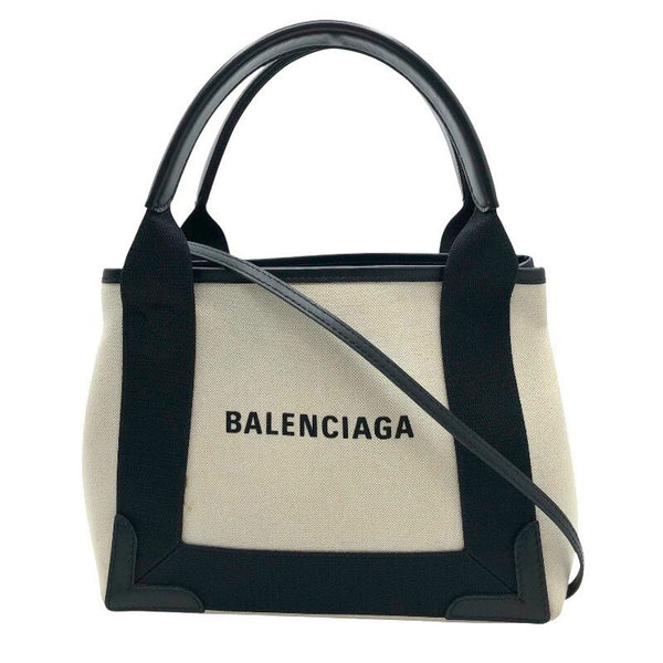 バレンシアガ BALENCIAGA ネイビーカバスXS 390346 アイボリー・ブラック キャンバス レディース ショルダーバッグ