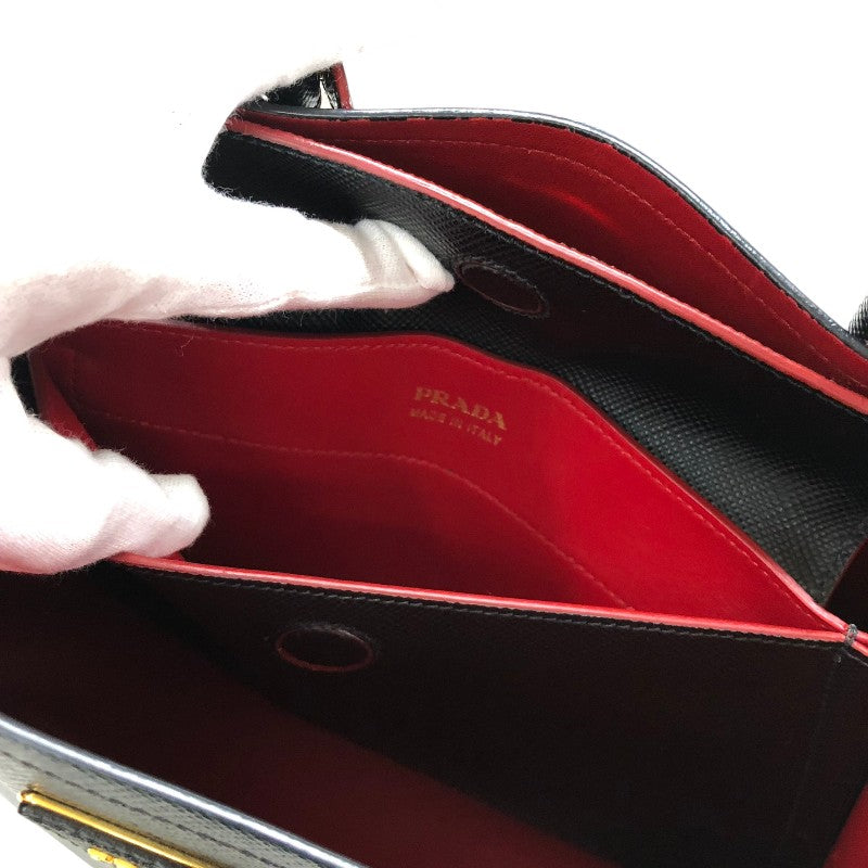プラダ PRADA ドゥーブレ　サフィアーノ2wayトートバッグ BN2775 ブラック ゴールド金具 レザー レディース ハンドバッグ