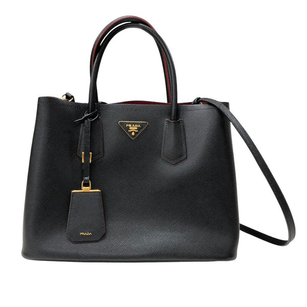プラダ PRADA ドゥーブレ　サフィアーノ2wayトートバッグ BN2775 ブラック ゴールド金具 レザー レディース ハンドバッグ