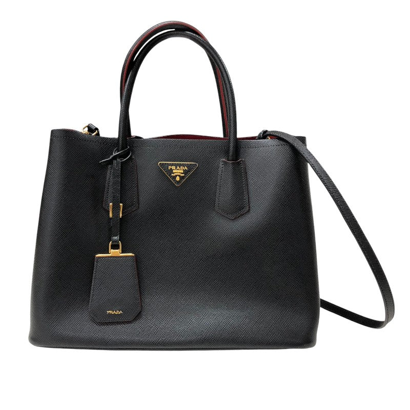 プラダ PRADA ドゥーブレ　サフィアーノ2wayトートバッグ BN2775 ブラック ゴールド金具 レザー レディース ハンドバッグ