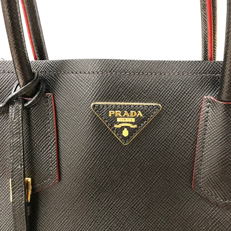 プラダ PRADA ドゥーブレ　サフィアーノ2wayトートバッグ BN2775 ブラック ゴールド金具 レザー レディース ハンドバッグ