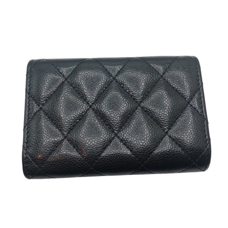 シャネル CHANEL マトラッセ3つ折り財布 AP0230 ブラック/SV金具 キャビア レディース 三つ折り財布