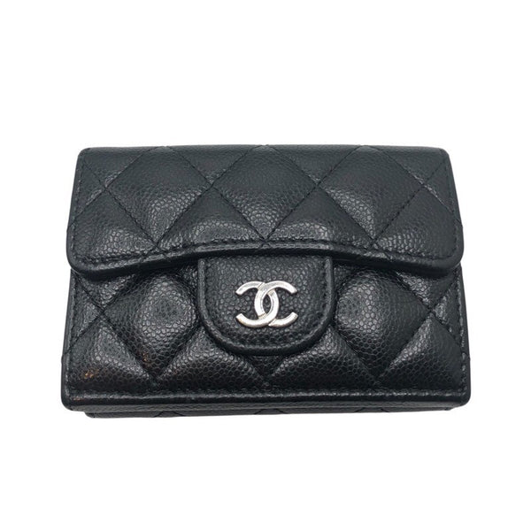 シャネル CHANEL マトラッセ3つ折り財布 AP0230 ブラック/SV金具 キャビア レディース 三つ折り財布