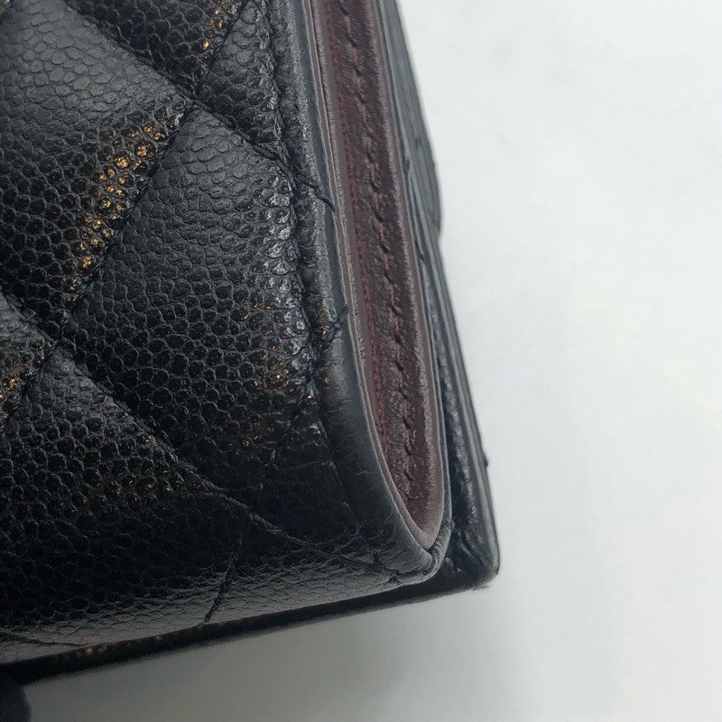 シャネル CHANEL マトラッセ3つ折り財布 AP0230 ブラック/SV金具 キャビア レディース 三つ折り財布