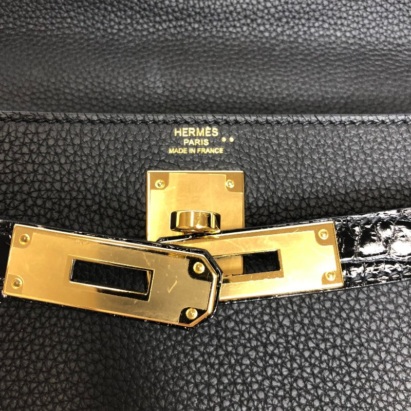エルメス HERMES ケリー28 内縫い タッチ Z刻印 ブラック ゴールド金具 トゴ・ニロティカスリセ レディース ハンドバッグ