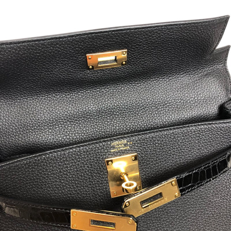 エルメス HERMES ケリー28 内縫い タッチ Z刻印 ブラック ゴールド金具 トゴ・ニロティカスリセ レディース ハンドバッグ