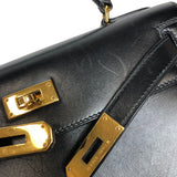エルメス HERMES ケリー28 外縫い 〇Y刻 ブラック ゴールド金具 ボックスカーフ レディース ショルダーバッグ