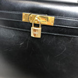 エルメス HERMES ケリー28 外縫い 〇Y刻 ブラック ゴールド金具 ボックスカーフ レディース ショルダーバッグ