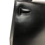 エルメス HERMES ケリー28 外縫い 〇Y刻 ブラック ゴールド金具 ボックスカーフ レディース ショルダーバッグ