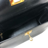 エルメス HERMES ケリー28 外縫い 〇Y刻 ブラック ゴールド金具 ボックスカーフ レディース ショルダーバッグ