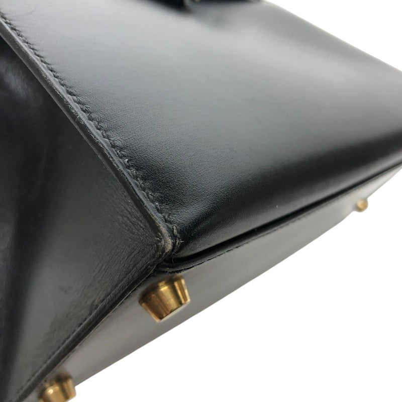 エルメス HERMES ケリー28 外縫い 〇Y刻 ブラック ゴールド金具 ボックスカーフ レディース ショルダーバッグ