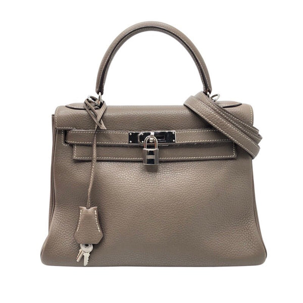 エルメス HERMES ケリー28　内縫い □J刻 エトゥープ×SV金具 トリヨン レディース ショルダーバッグ