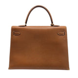 エルメス HERMES ケリー35　外縫い ◯S刻 ゴールド×GD金具 ヴォー・グレネ・クシュベル ユニセックス ショルダーバッグ