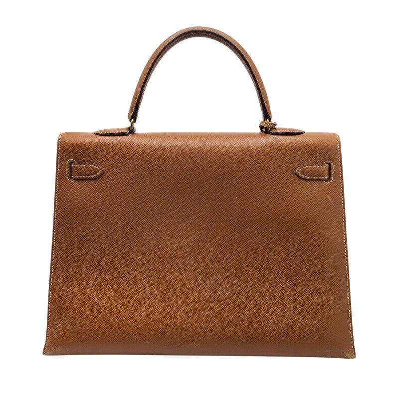 エルメス HERMES ケリー35　外縫い ◯S刻 ゴールド×GD金具 ヴォー・グレネ・クシュベル ユニセックス ショルダーバッグ