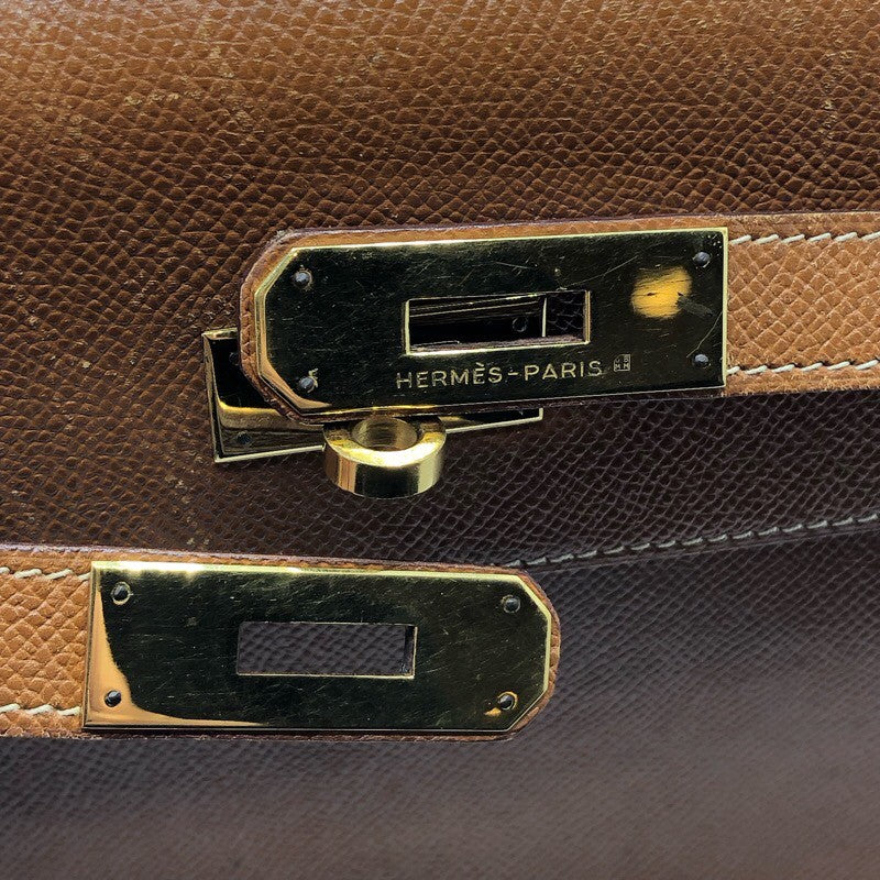 エルメス HERMES ケリー35　外縫い ◯S刻 ゴールド×GD金具 ヴォー・グレネ・クシュベル ユニセックス ショルダーバッグ