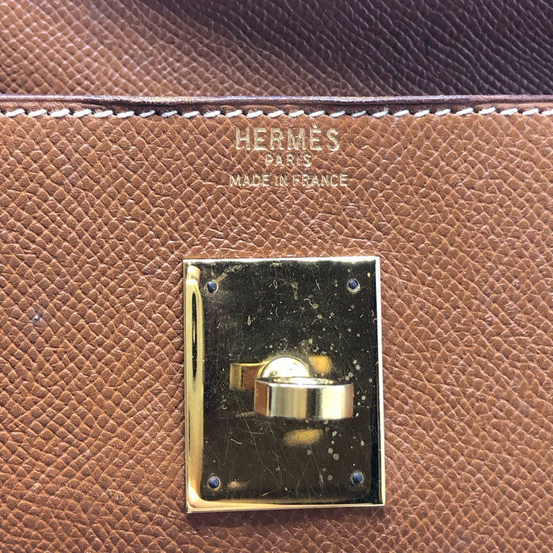 エルメス HERMES ケリー35　外縫い ◯S刻 ゴールド×GD金具 ヴォー・グレネ・クシュベル ユニセックス ショルダーバッグ