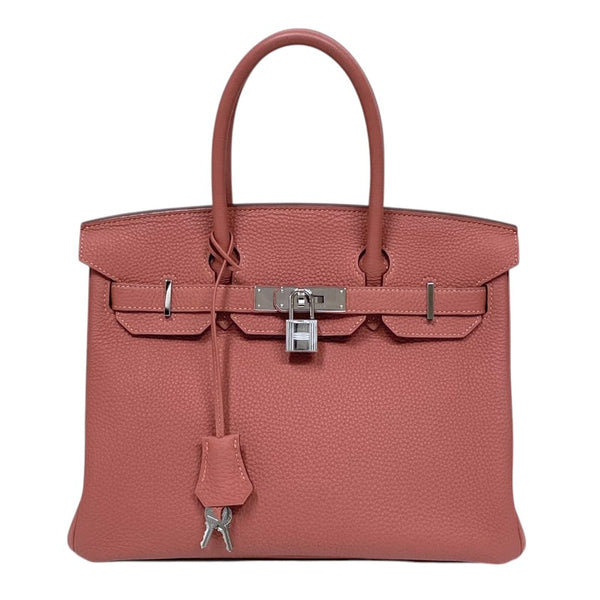 エルメス HERMES バーキン30 □Q刻 ロージー シルバー金具 トゴ レディース ハンドバッグ