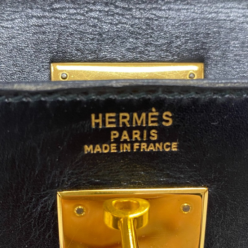 エルメス HERMES ケリー32 縫外い ○T刻印 ブラック ゴールド金具 ボックスカーフ レディース ハンドバッグ