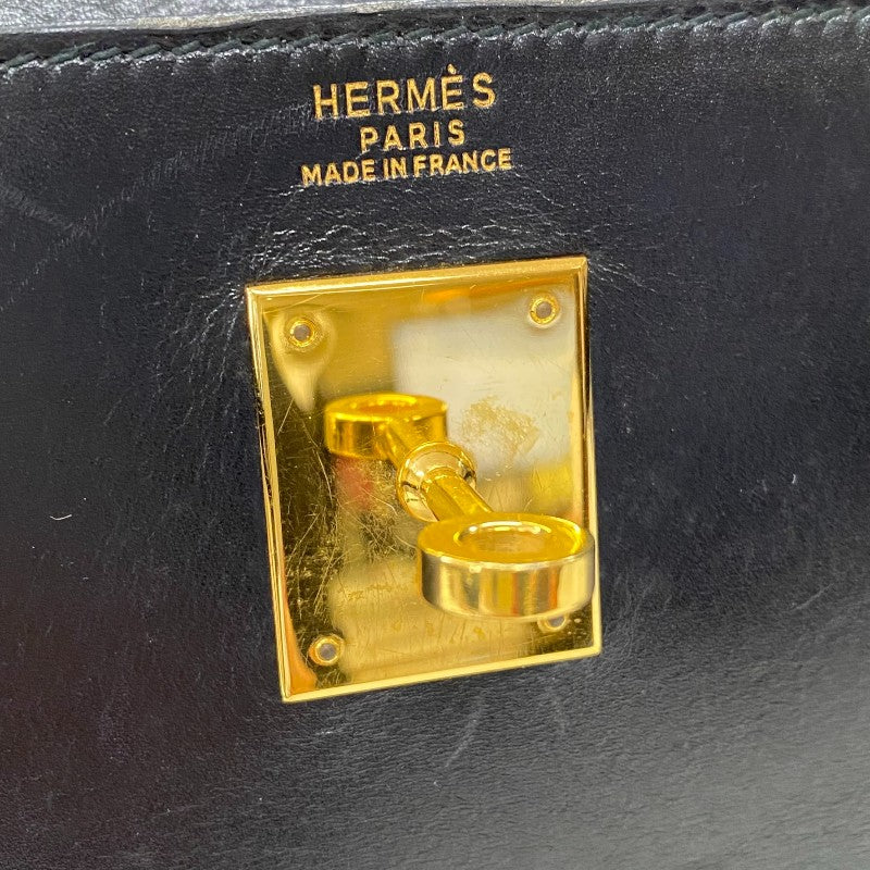 エルメス HERMES ケリー32 縫外い ○T刻印 ブラック ゴールド金具 ボックスカーフ レディース ハンドバッグ