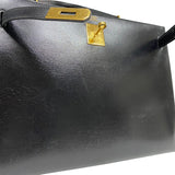 エルメス HERMES ケリー32 縫外い ○T刻印 ブラック ゴールド金具 ボックスカーフ レディース ハンドバッグ