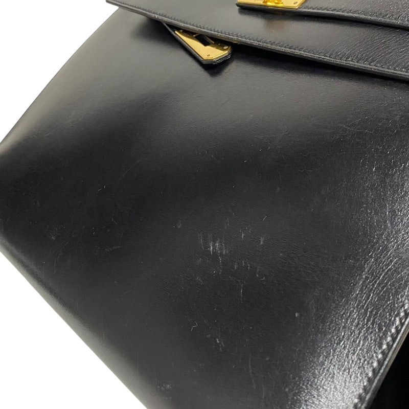 エルメス HERMES ケリー32 縫外い ○T刻印 ブラック ゴールド金具 ボックスカーフ レディース ハンドバッグ