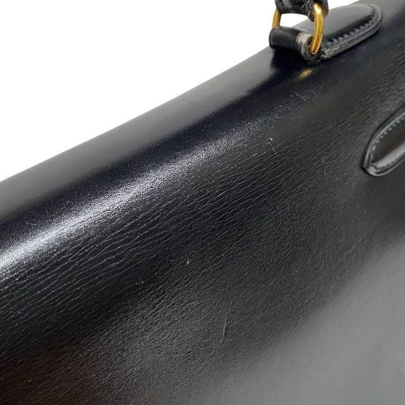 エルメス HERMES ケリー32 縫外い ○T刻印 ブラック ゴールド金具 ボックスカーフ レディース ハンドバッグ