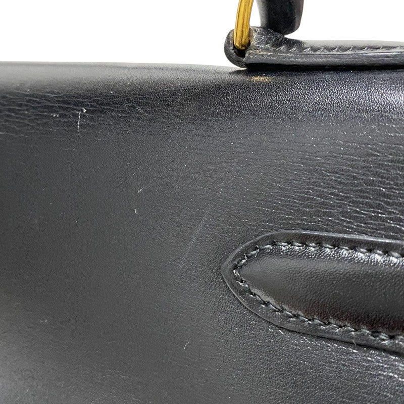 エルメス HERMES ケリー32 縫外い ○T刻印 ブラック ゴールド金具 ボックスカーフ レディース ハンドバッグ